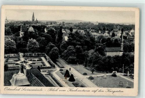 Swinemünde Blick vom Kurhausturm auf den Kurgarten