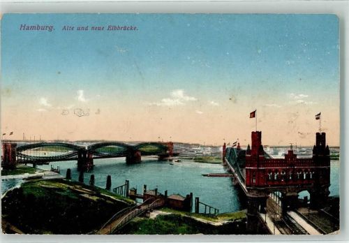 Hamburg Alte und neue Elbrücke
