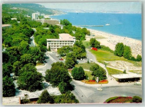 Varna Slatni Pjassazi Goldstrand Hotel Auto Kreisverkehr Blumen Meer Boot