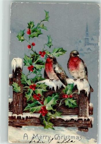 1907 Flaggenstempel Rotkelhchen Ilex Lithographie