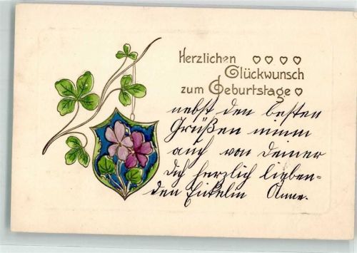 1903 Herzlichen Glückwunsch zum Geburtstage Glücksklee Blumen