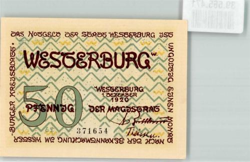 Westerburg 50 Pfennig Notgeld 1920 Schloss Wappen Turm Adler