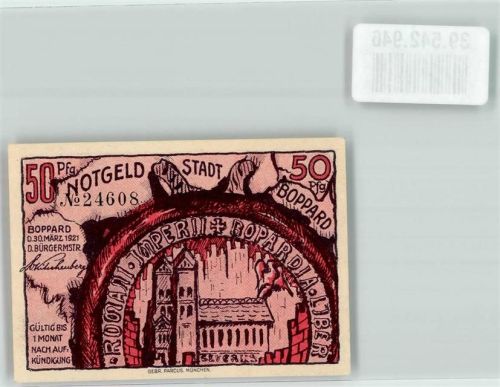 Boppard 1921 50 Pfg. Stadt Boppard Notgeld Nr. 24608