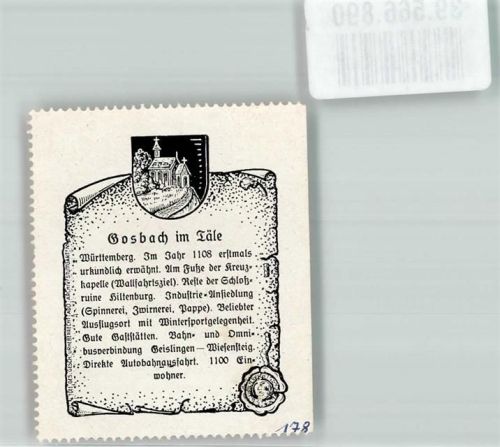 Gosbach Wappensammelmarke und Chronik Dochtermann