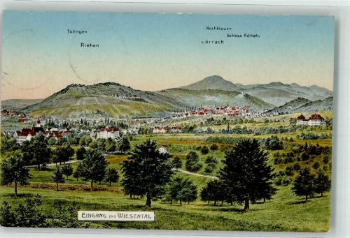 Lörrach 1910 Wiesental mit Tüllingen Riehen Hochblauen und Schloss Rötteln