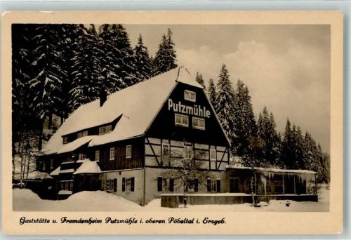 Altenberg 1957 Gasthaus Putzmühle im Schnee