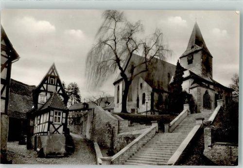 Bad Orb 1959 Treppe zur St. Martinskirche Kleines Haus