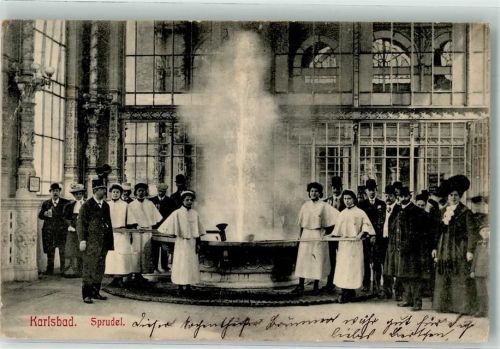 Karlovy Vary 1909 Sprudel Foto AK