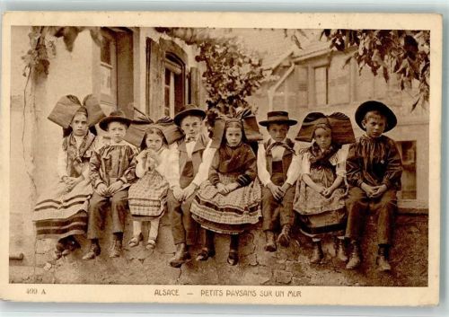 Mulhouse 1927 Tracht Kinder Elsass Ort lt. Stempel