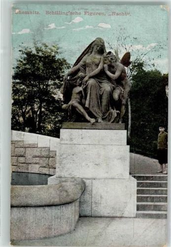 Chemnitz Skulpturengruppe Schillingsche Figuren Nacht