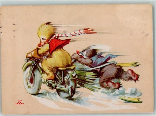 1946 A. Ludvik Salac 1039 Tiere vermenschlicht Ente und Bär