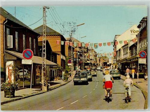 Aarhus 1989 Straße Hammel Auto Oldtimer Fahrrad