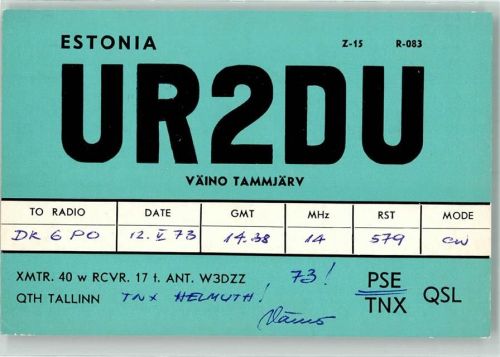 Tallinn 1973 Amateurfunk QSL-Karte
