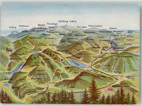 Lenzkirch Reliefkarte Schwarzwald