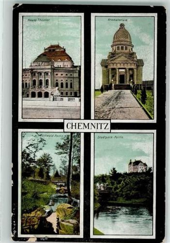 Chemnitz 1911 Neues Theater Krematorium Stadtpark