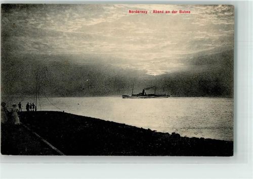 Norderney Fahrgastdampfer im Sonnenuntergang vor der Buhne Stengel & Co. 43291