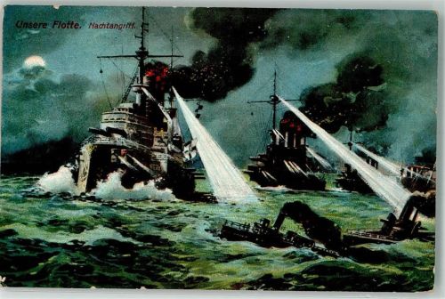 1912 Unsere Flotte Nachtangriff Verlag Zieher, Ottmar 9508