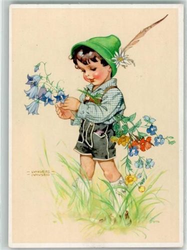 sign. Lungershausen Junge Blumen Verlag Werner Nr.1006