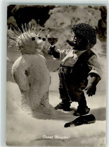 1969 Prosit Neujahr Mecki prostet Schneemann zu August Gunkel 114