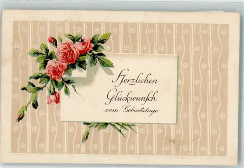 1913 Glückwunsch Rosen Lithographie