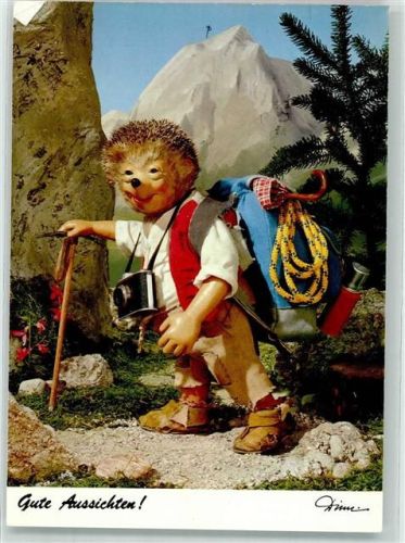 1994 Gute Aussichten! Mecki mit Fotoapparat beim wandern in den Bergen Diehl-Film Nr.504