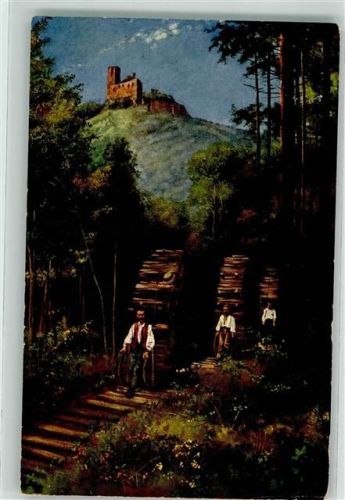 1917 Holzschlitter bei der Ruine Spesburg Verlag König Serie Nr. 3