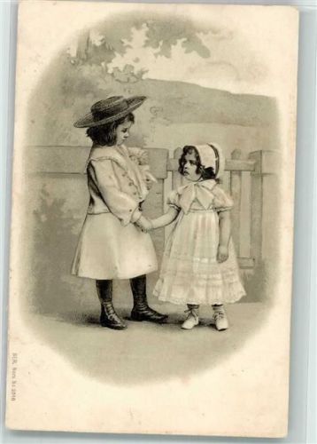 Ein großes gibt einem kleinen Mädchen die Hand Lithographie Serie Nora No. 2516