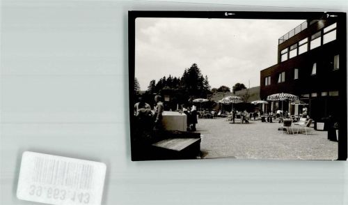 Roth Rhön Park Hotel Terrasse Sonnenschirm Ort handschriftlich Foto Original aus Archiv eines Ansichtskartenverlags