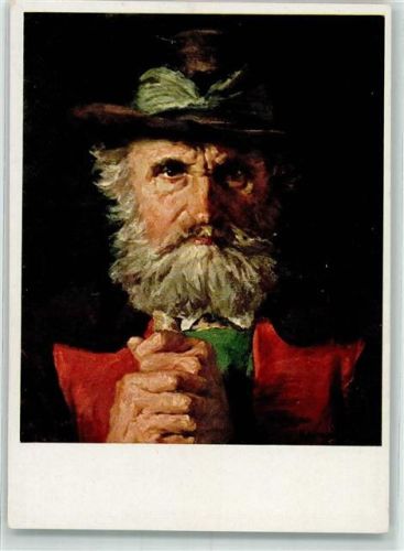 sign. Prof. Schachinger Hans Bauer aus Südtirol Tracht Meister Deutscher Malerei Nr. 20/1300 Künstler S Künstlerkarte