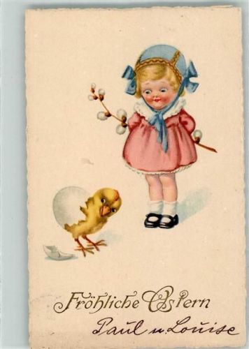 1922 Küken Ei Kind Weidenkätzchen