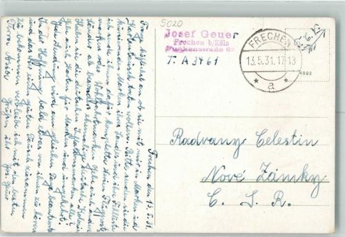 50226 W5020 Frechen - Briefmarke auf Bildseite