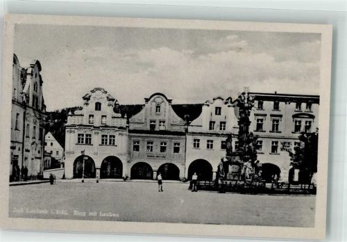 Bad Landeck 1943 Ring mit Lauben Marktplatz Bahnpost Glatz-Zug 1015