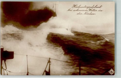 1916 Hochseetorpedoboot bei schwerem Wetter in der Nordsee Fotograf Dieterle