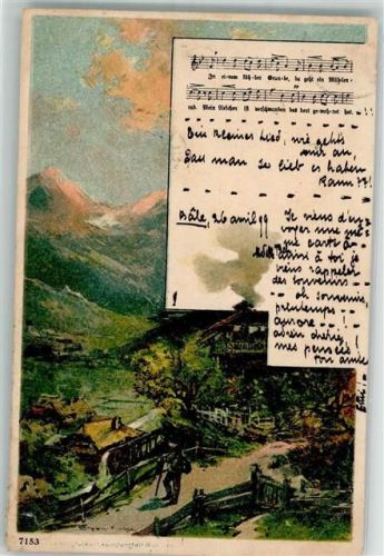 1899 Wanderer auf einem Weg oberhalb des Dorfes Verlag Karl Stücker 7153