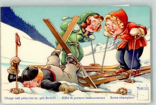 Winter Skifahrer Junge liegt im Schnee Serie Nr. 22