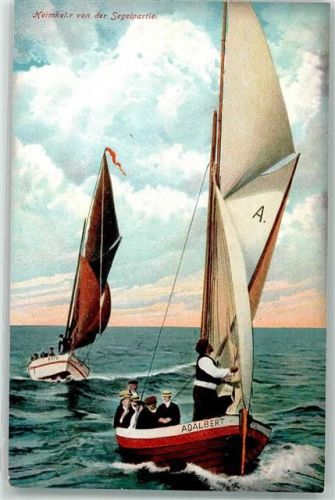 Heimkehr von der Segelpartie Kunstverlag Hertzfeldt Stettin 5033