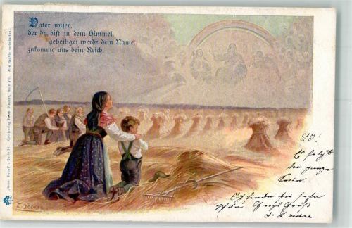 1900 Bauern halten von der Feldarbeit innen und beten zu den Heiligen am Himmelsfirmament Regenbogen Verlag Rafael Neuber Unser Gebet Serie 14
