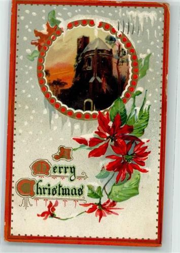 1910 Series Christmas No. 509 Weihnachtsgrüße Eine dunkle Kirche in der Dämmerung A merry Christmas Jugendstil Maschinenstempel