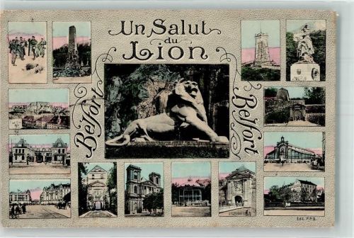 Belfort 1907 Denkmal Löwe Aussichtsturm