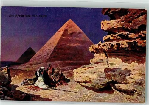 Gizeh Denkmal Pyramiden Tracht Kamel sign. Perlberg