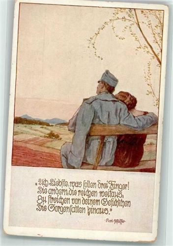 Soldat sitzt mit seiner Liebsten auf einer Bank Ostmark Bund deutscher Österreicher Karte Nr. 139