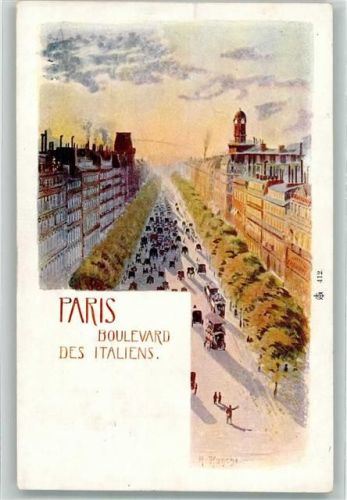 Paris Boulevard des Itanliens sign. Hanche,H.