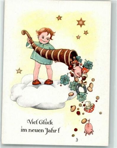 Engel Glückshorn Füllhorn Glücksbringer Hufeisen Pilz Geld Kind