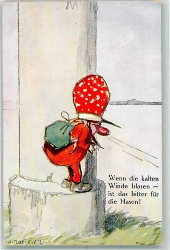sign. Roeseler A. Gnom Hupfindiehöh T.S.N. Serie 5011 Nr. 2 Pilz Künstlerkarte