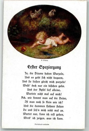 sign. Knaus Erster Spaziergang Gedicht Bunte Reihe Nr. 32