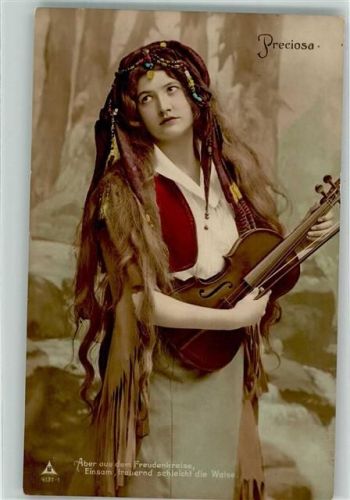 1907 Junge Zigeunerin mit Geige Preciosa