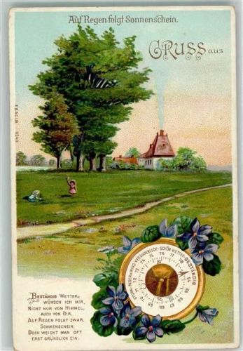 Wetteruhr auf AK Spruch Auf Regen folgt Sonnenschein Kinder E.B.C.i.B. Nr.9243