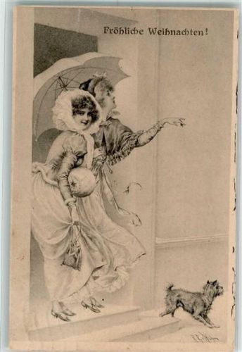 sign. Wichera v. R.R. Weihnachten Frau Muff Hund Nr. 118 M. Munk Wien 1912 Künstlerkarte