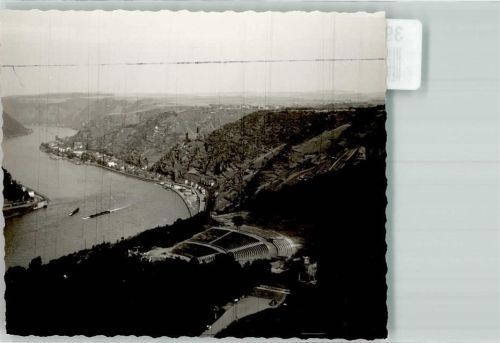 Loreley Fliegeraufnahme des Amphitheaters Foto Original aus Archiv eines Ansichtskartenverlags Ort handschriftlich FOTO KEINE AK Streifen im Bild