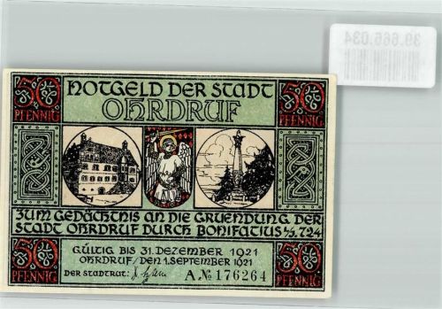 99885 O5807 Ohrdruf 1921 Notgeldschein 50 Pfennig A. No. 176264